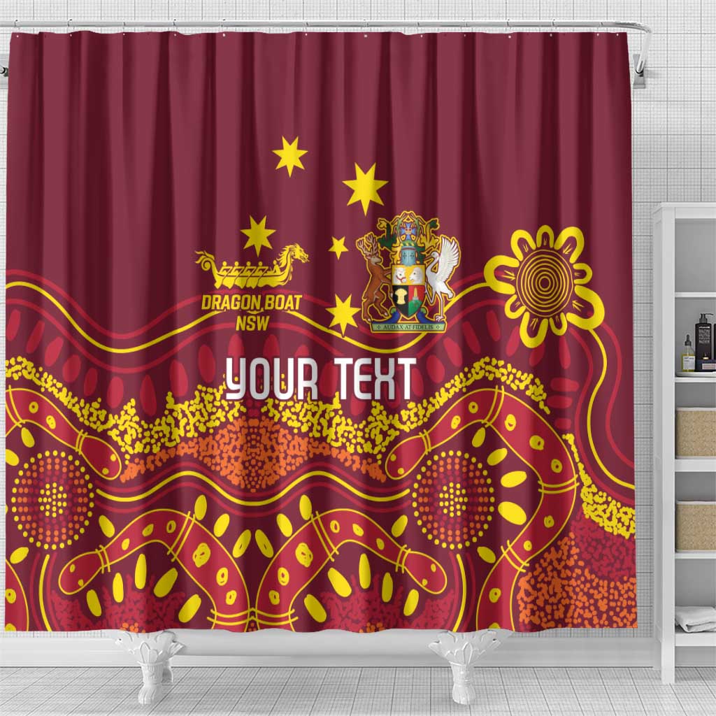 Personalised Australia Queensland Dragons Boat Shower Curtain Aussie Aboriginal Dot Style