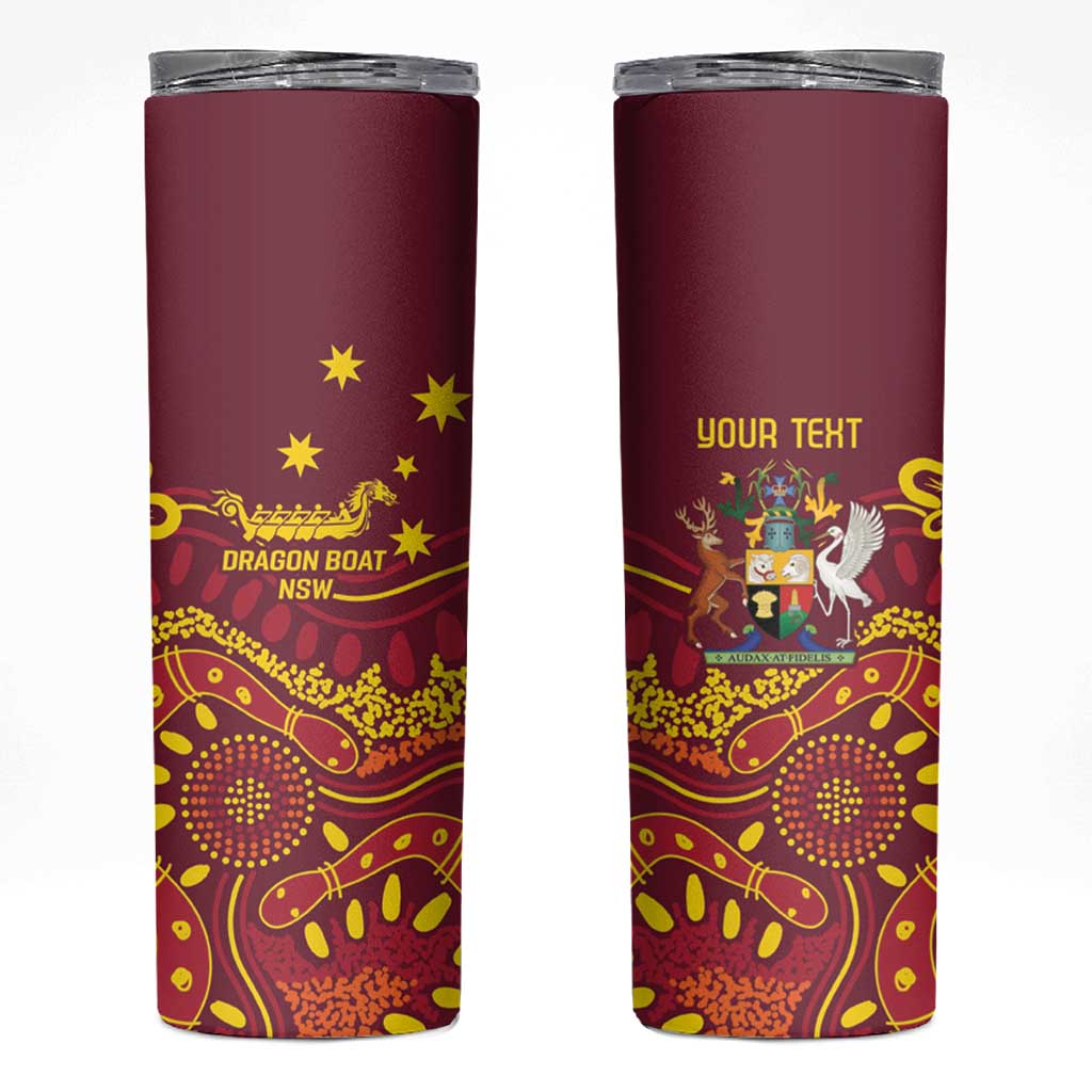 Personalised Australia Queensland Dragons Boat Skinny Tumbler Aussie Aboriginal Dot Style