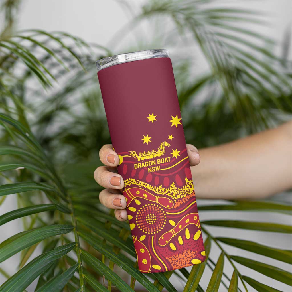 Personalised Australia Queensland Dragons Boat Skinny Tumbler Aussie Aboriginal Dot Style