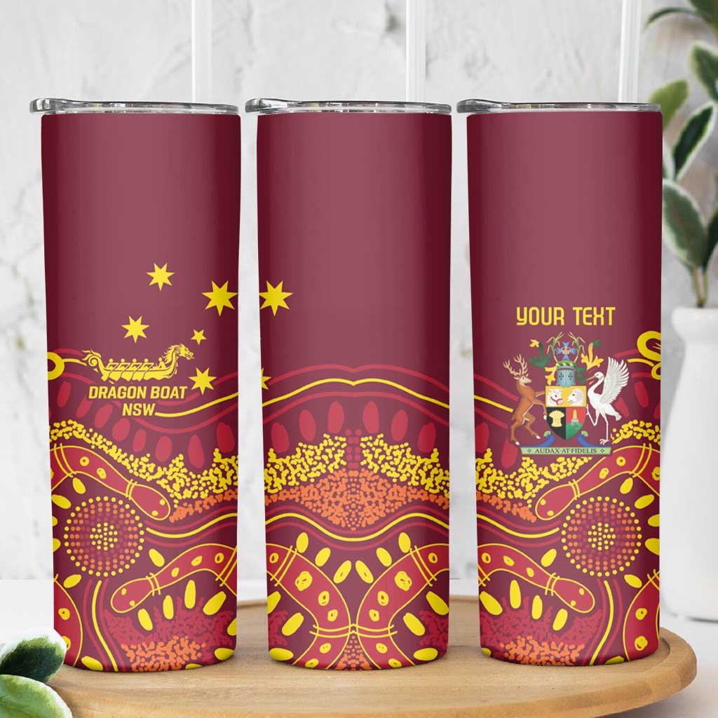 Personalised Australia Queensland Dragons Boat Skinny Tumbler Aussie Aboriginal Dot Style