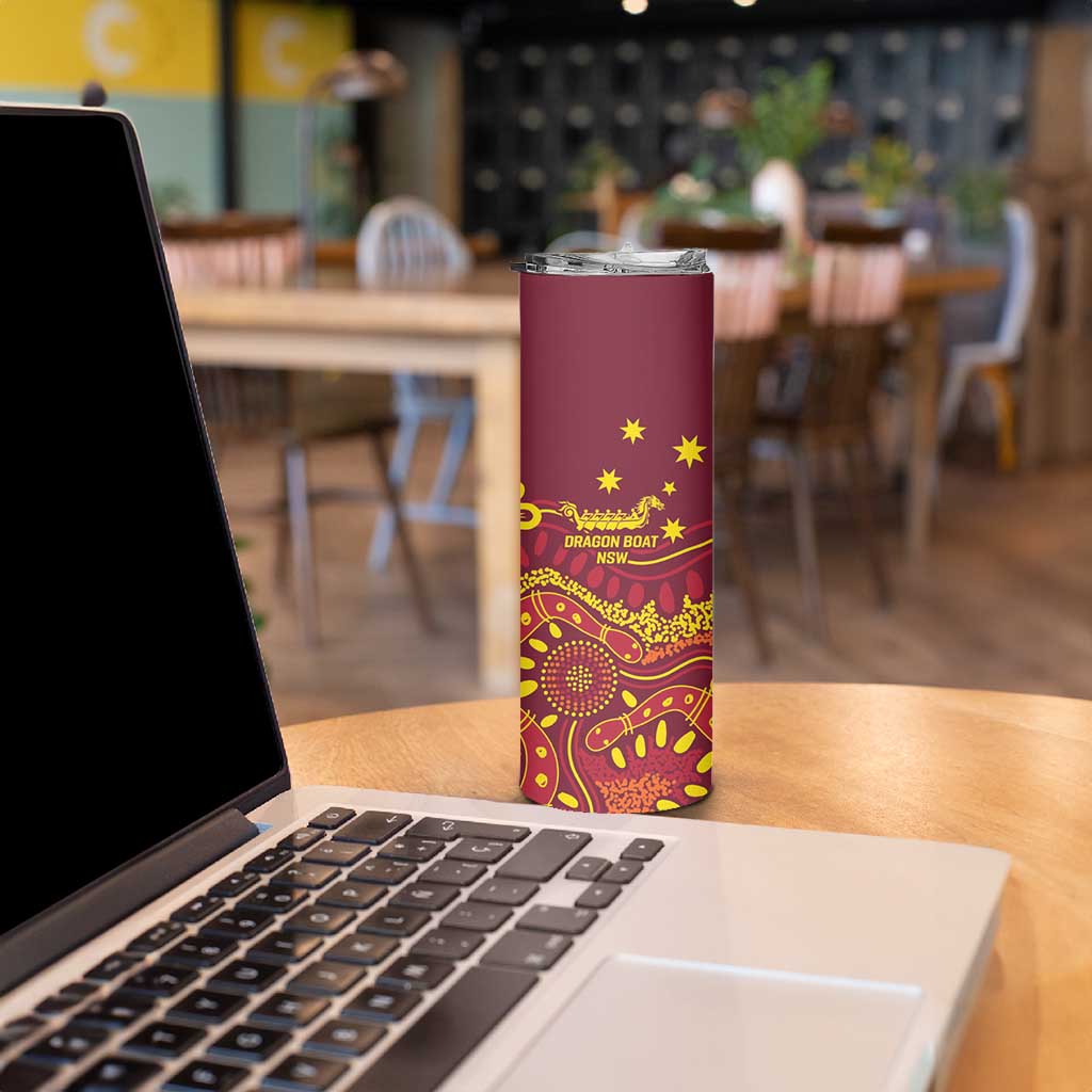 Personalised Australia Queensland Dragons Boat Skinny Tumbler Aussie Aboriginal Dot Style