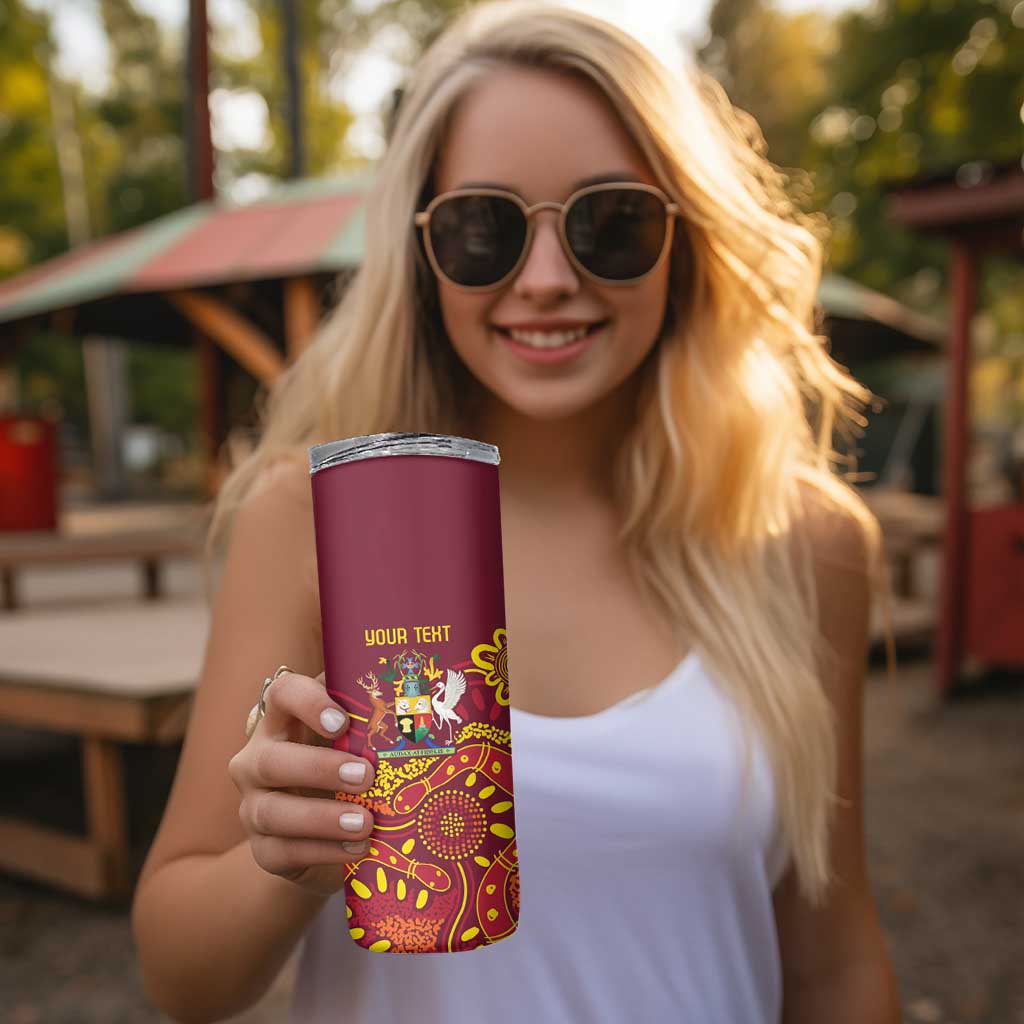 Personalised Australia Queensland Dragons Boat Skinny Tumbler Aussie Aboriginal Dot Style