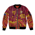 Personalised Australia Queensland Dragons Boat Sleeve Zip Bomber Jacket Aussie Aboriginal Dot Style