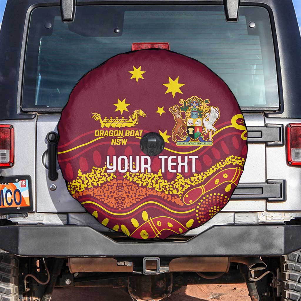 Personalised Australia Queensland Dragons Boat Spare Tire Cover Aussie Aboriginal Dot Style