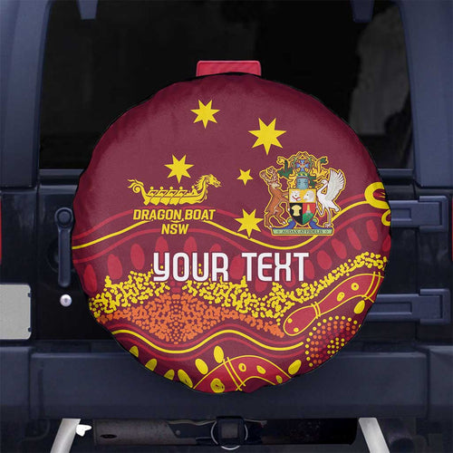 Personalised Australia Queensland Dragons Boat Spare Tire Cover Aussie Aboriginal Dot Style
