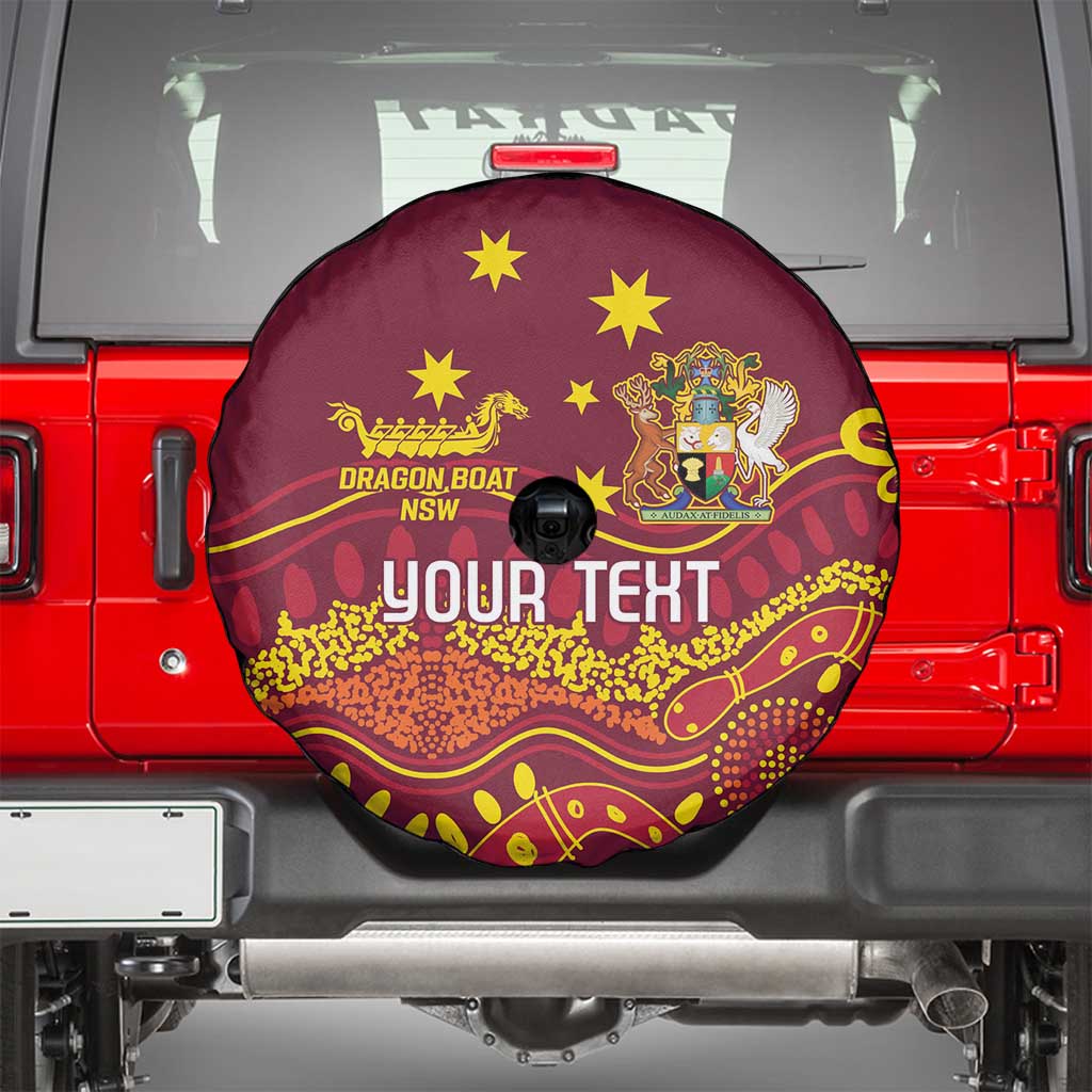 Personalised Australia Queensland Dragons Boat Spare Tire Cover Aussie Aboriginal Dot Style