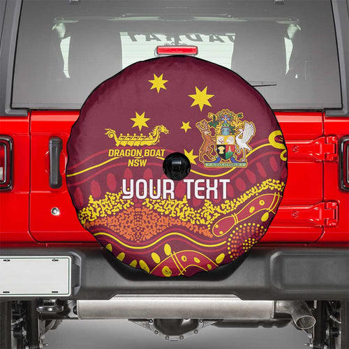 Personalised Australia Queensland Dragons Boat Spare Tire Cover Aussie Aboriginal Dot Style