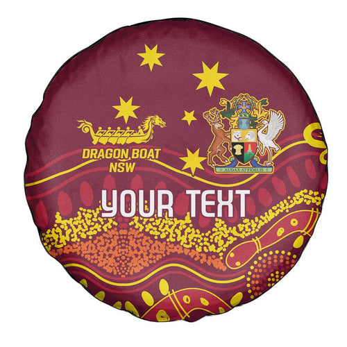 Personalised Australia Queensland Dragons Boat Spare Tire Cover Aussie Aboriginal Dot Style