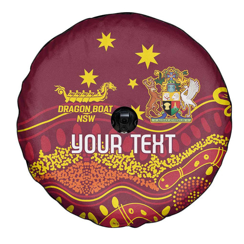 Personalised Australia Queensland Dragons Boat Spare Tire Cover Aussie Aboriginal Dot Style