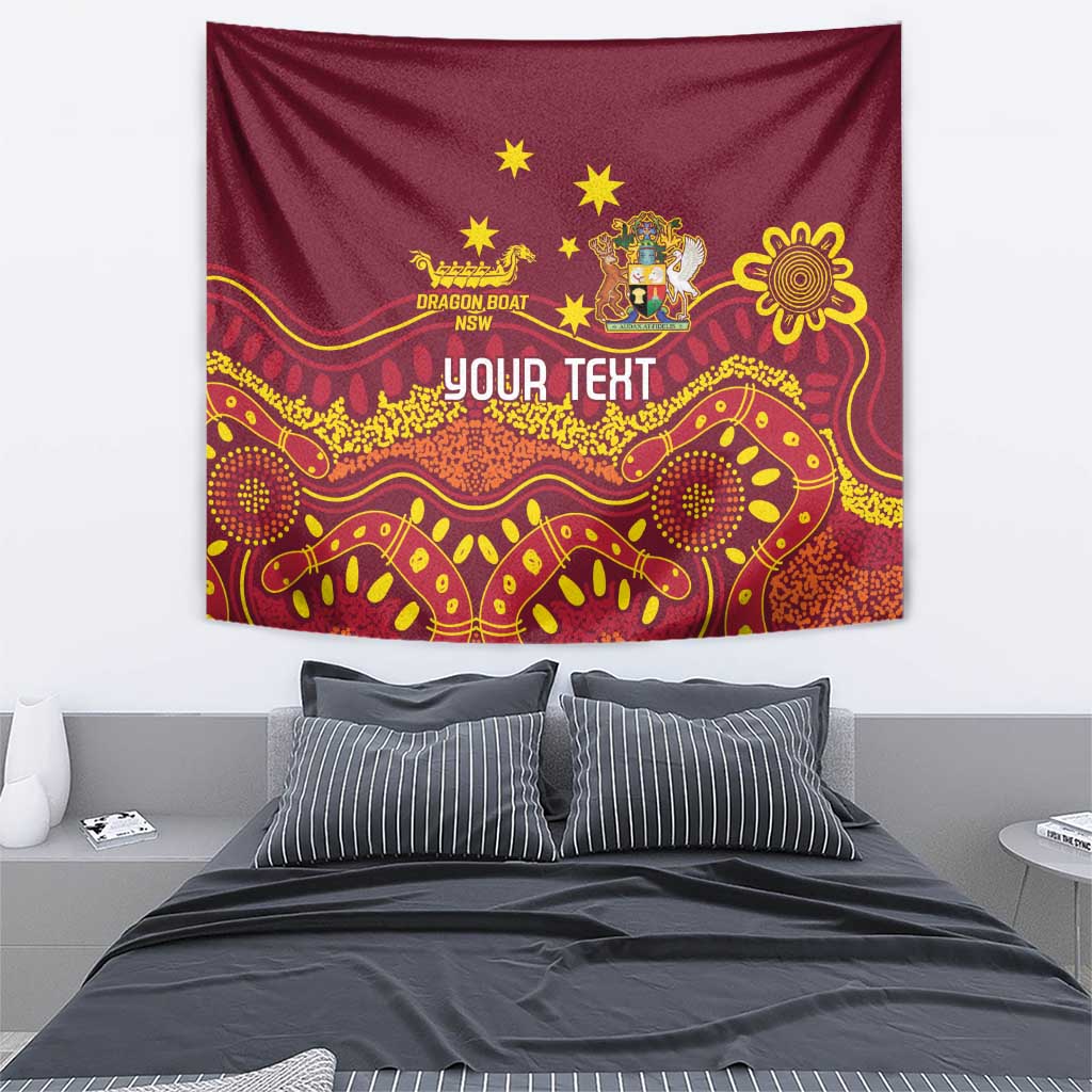 Personalised Australia Queensland Dragons Boat Tapestry Aussie Aboriginal Dot Style