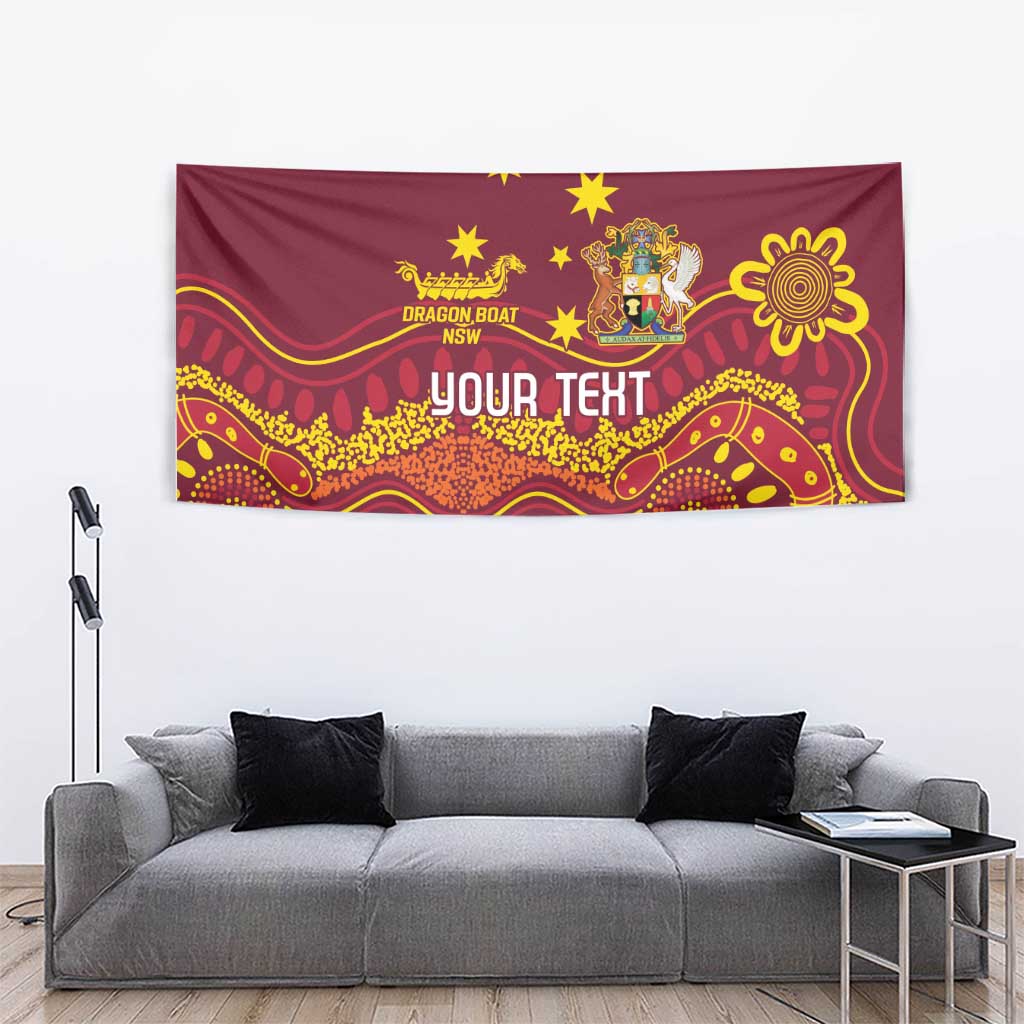 Personalised Australia Queensland Dragons Boat Tapestry Aussie Aboriginal Dot Style