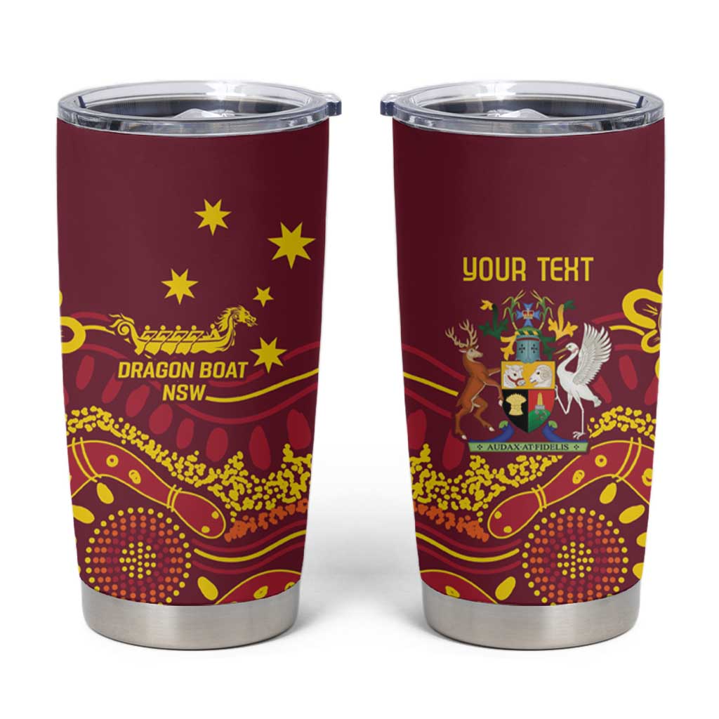 Personalised Australia Queensland Dragons Boat Tumbler Cup Aussie Aboriginal Dot Style