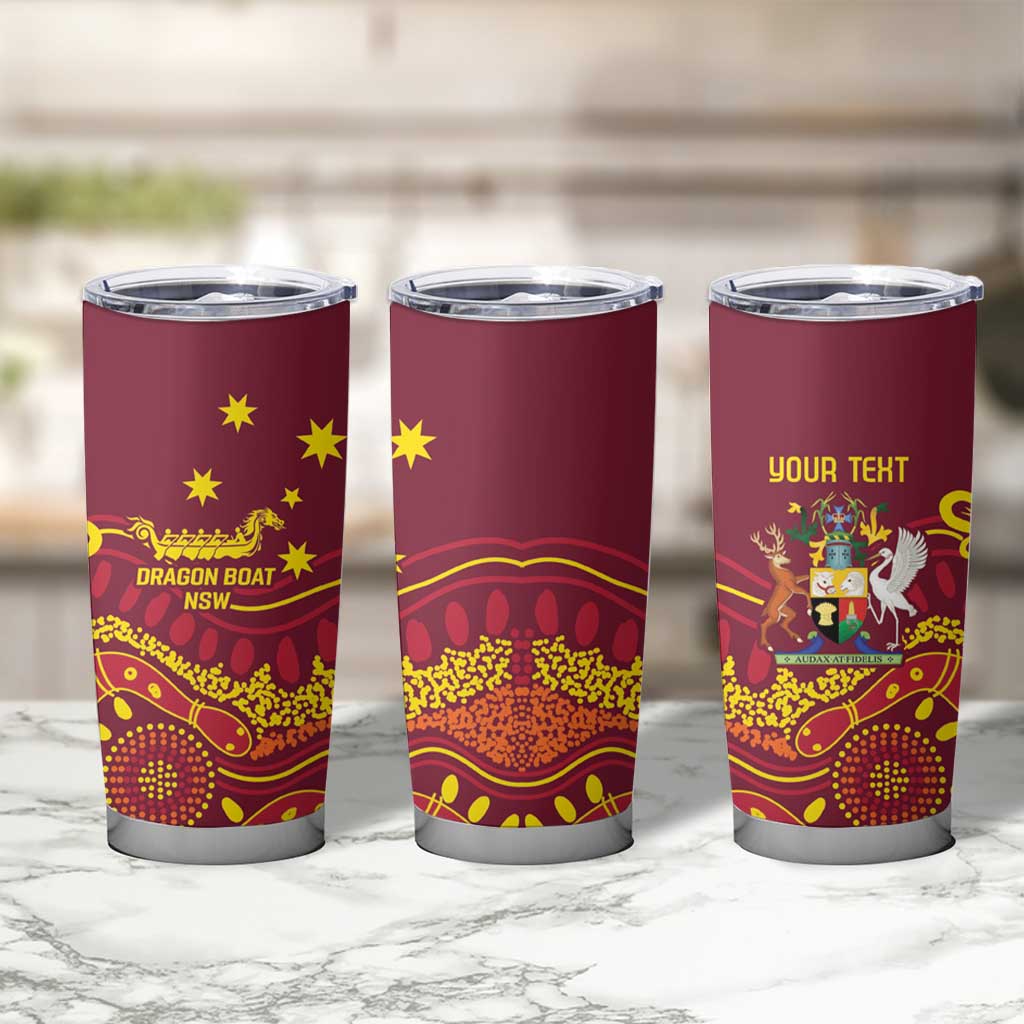 Personalised Australia Queensland Dragons Boat Tumbler Cup Aussie Aboriginal Dot Style