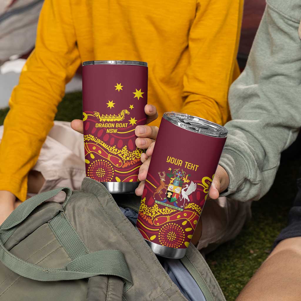 Personalised Australia Queensland Dragons Boat Tumbler Cup Aussie Aboriginal Dot Style