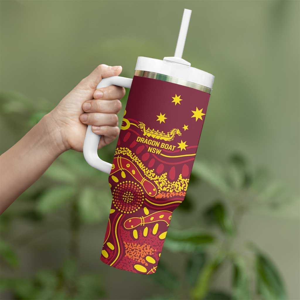 Personalised Australia Queensland Dragons Boat Tumbler With Handle Aussie Aboriginal Dot Style