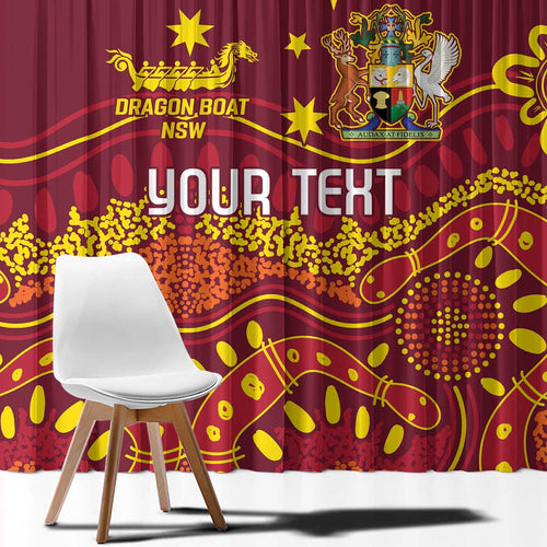 Personalised Australia Queensland Dragons Boat Window Curtain Aussie Aboriginal Dot Style