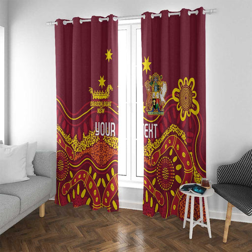 Personalised Australia Queensland Dragons Boat Window Curtain Aussie Aboriginal Dot Style