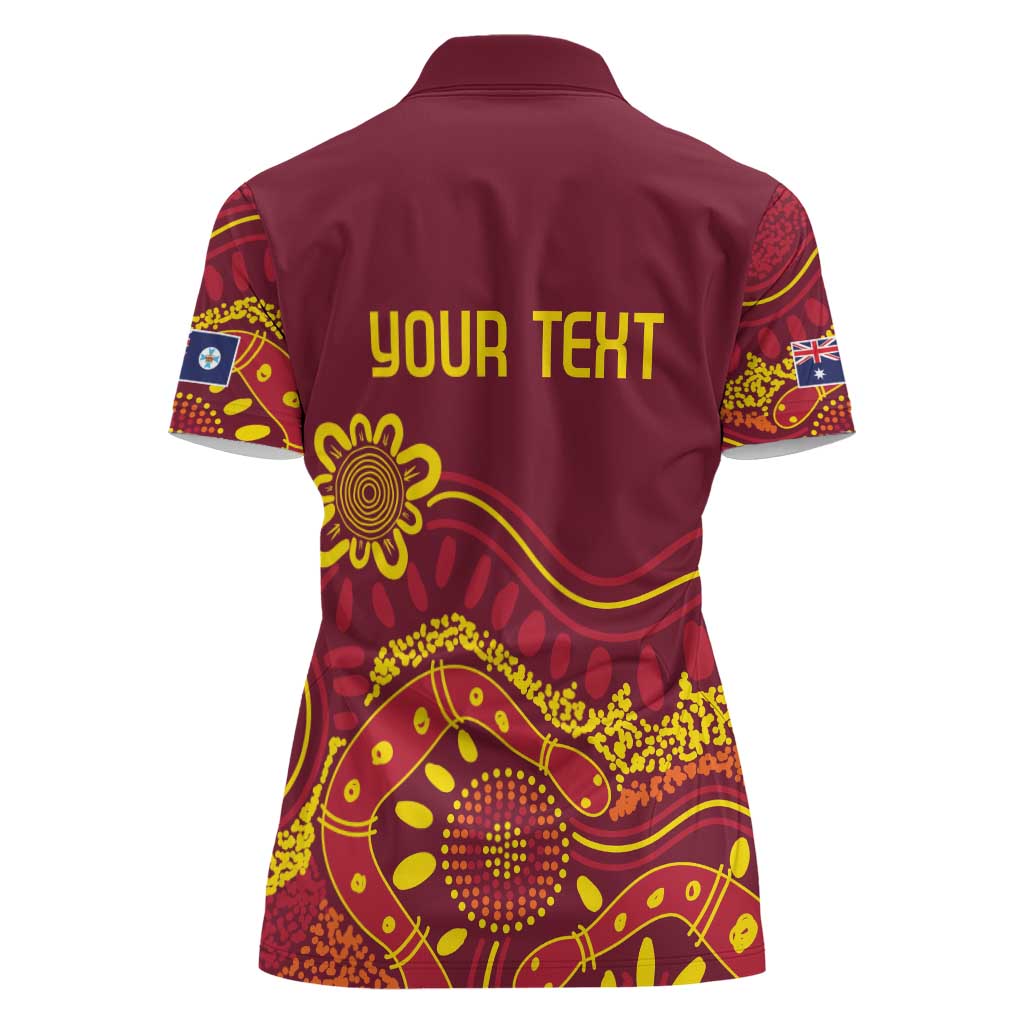 Personalised Australia Queensland Dragons Boat Women Polo Shirt Aussie Aboriginal Dot Style