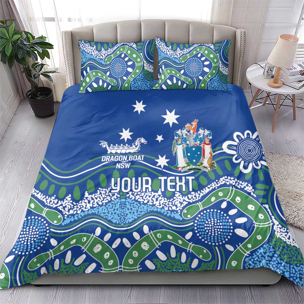 Personalised Australia Victoria Dragons Boat Bedding Set Aussie Aboriginal Dot Style