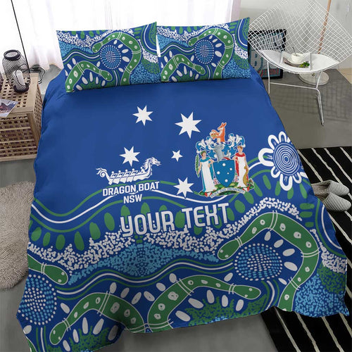 Personalised Australia Victoria Dragons Boat Bedding Set Aussie Aboriginal Dot Style