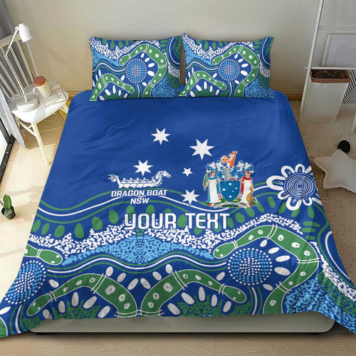 Personalised Australia Victoria Dragons Boat Bedding Set Aussie Aboriginal Dot Style