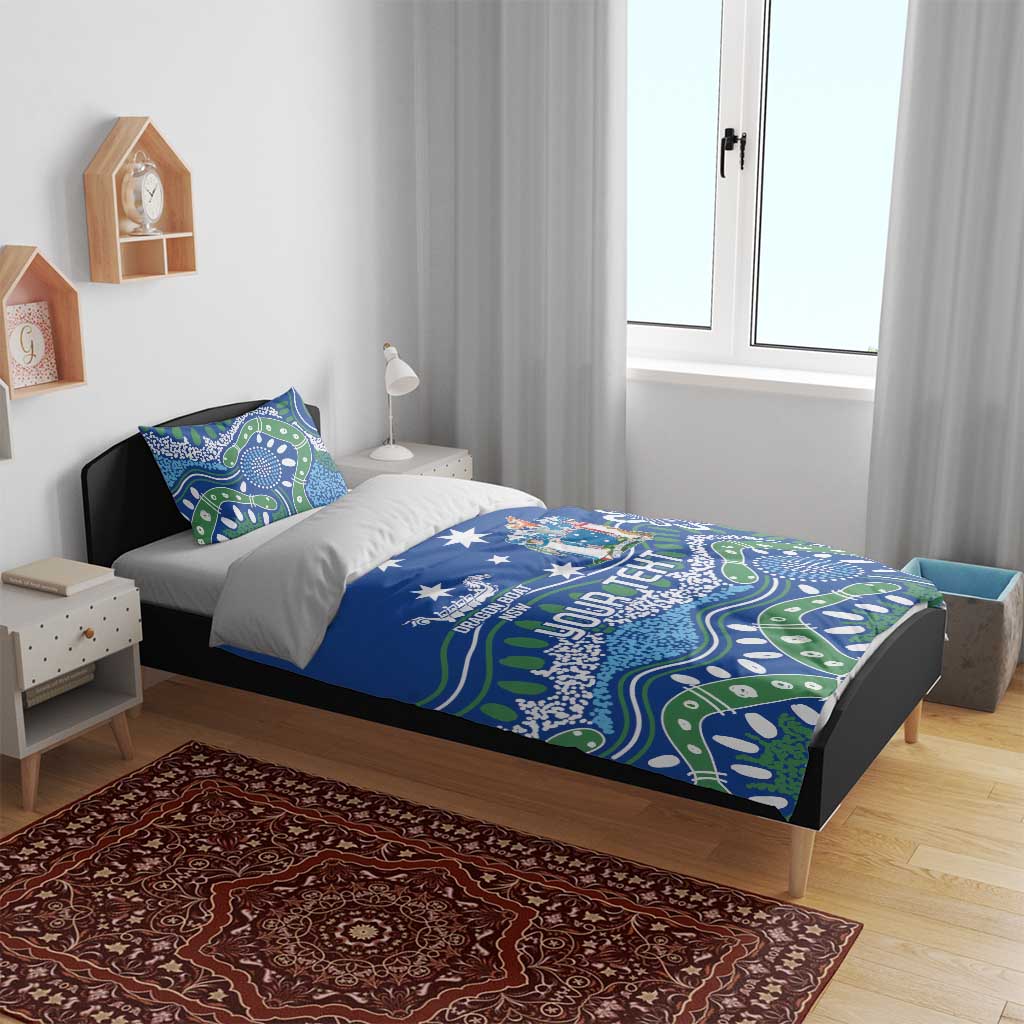 Personalised Australia Victoria Dragons Boat Bedding Set Aussie Aboriginal Dot Style