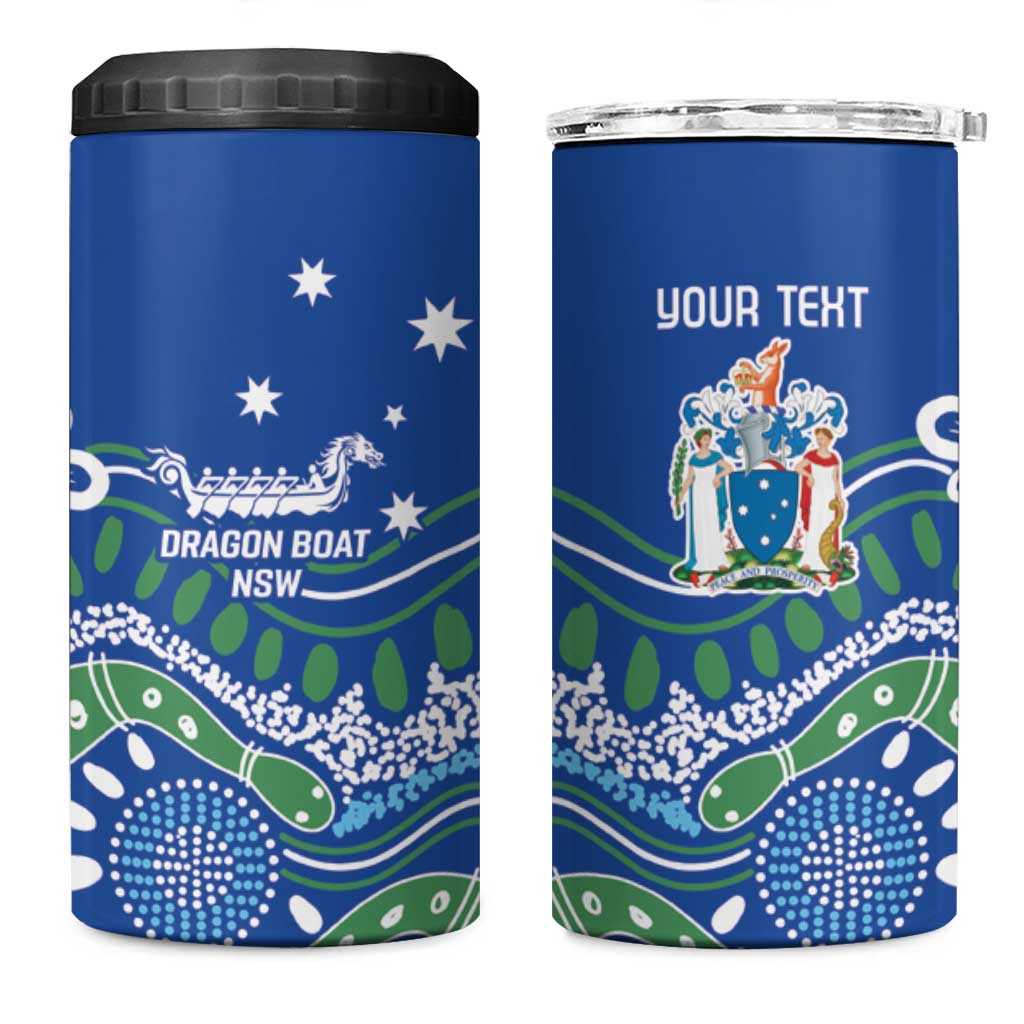 Personalised Australia Victoria Dragons Boat 4 in 1 Can Cooler Tumbler Aussie Aboriginal Dot Style