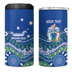 Personalised Australia Victoria Dragons Boat 4 in 1 Can Cooler Tumbler Aussie Aboriginal Dot Style