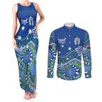 Personalised Australia Victoria Dragons Boat Couples Matching Tank Maxi Dress and Long Sleeve Button Shirt Aussie Aboriginal Dot Style