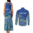 Personalised Australia Victoria Dragons Boat Couples Matching Tank Maxi Dress and Long Sleeve Button Shirt Aussie Aboriginal Dot Style