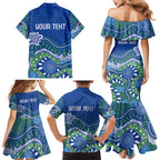 Personalised Australia Victoria Dragons Boat Family Matching Mermaid Dress and Hawaiian Shirt Aussie Aboriginal Dot Style