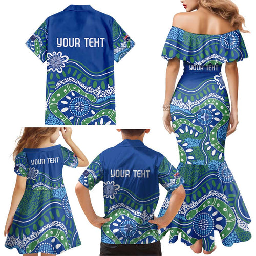 Personalised Australia Victoria Dragons Boat Family Matching Mermaid Dress and Hawaiian Shirt Aussie Aboriginal Dot Style