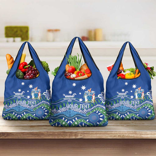Personalised Australia Victoria Dragons Boat Grocery Bag Aussie Aboriginal Dot Style