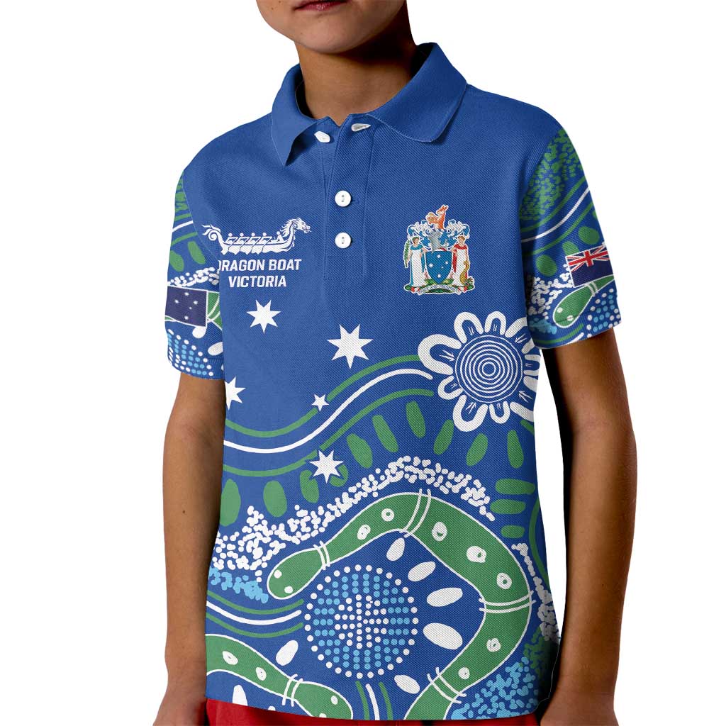 Personalised Australia Victoria Dragons Boat Kid Polo Shirt Aussie Aboriginal Dot Style