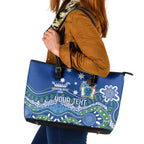 Personalised Australia Victoria Dragons Boat Leather Tote Bag Aussie Aboriginal Dot Style