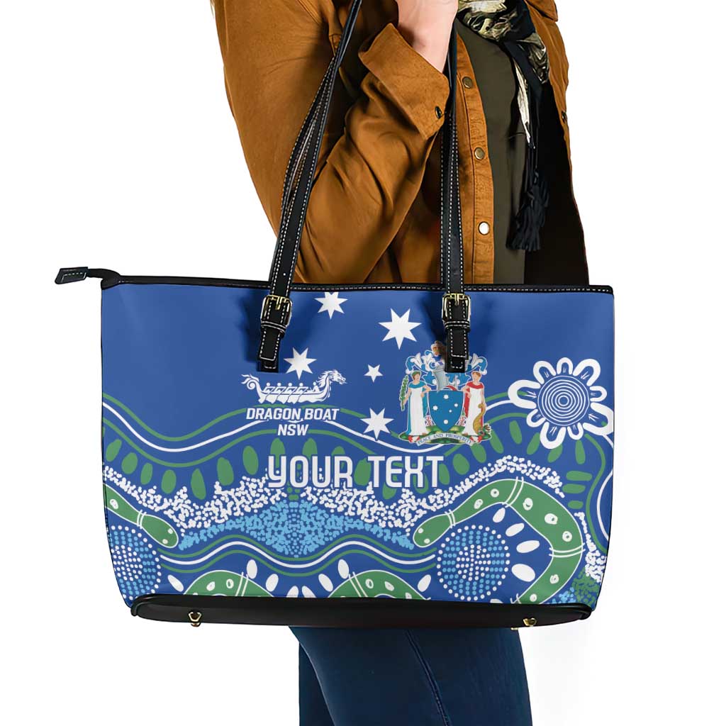 Personalised Australia Victoria Dragons Boat Leather Tote Bag Aussie Aboriginal Dot Style