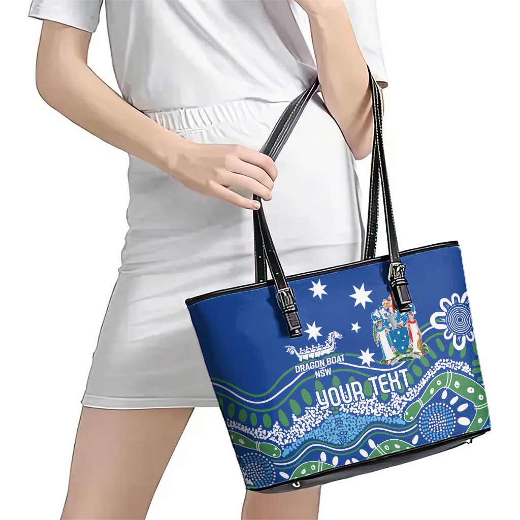 Personalised Australia Victoria Dragons Boat Leather Tote Bag Aussie Aboriginal Dot Style