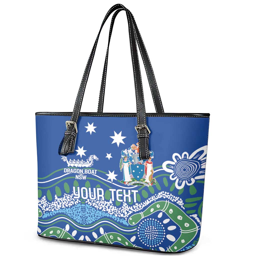 Personalised Australia Victoria Dragons Boat Leather Tote Bag Aussie Aboriginal Dot Style