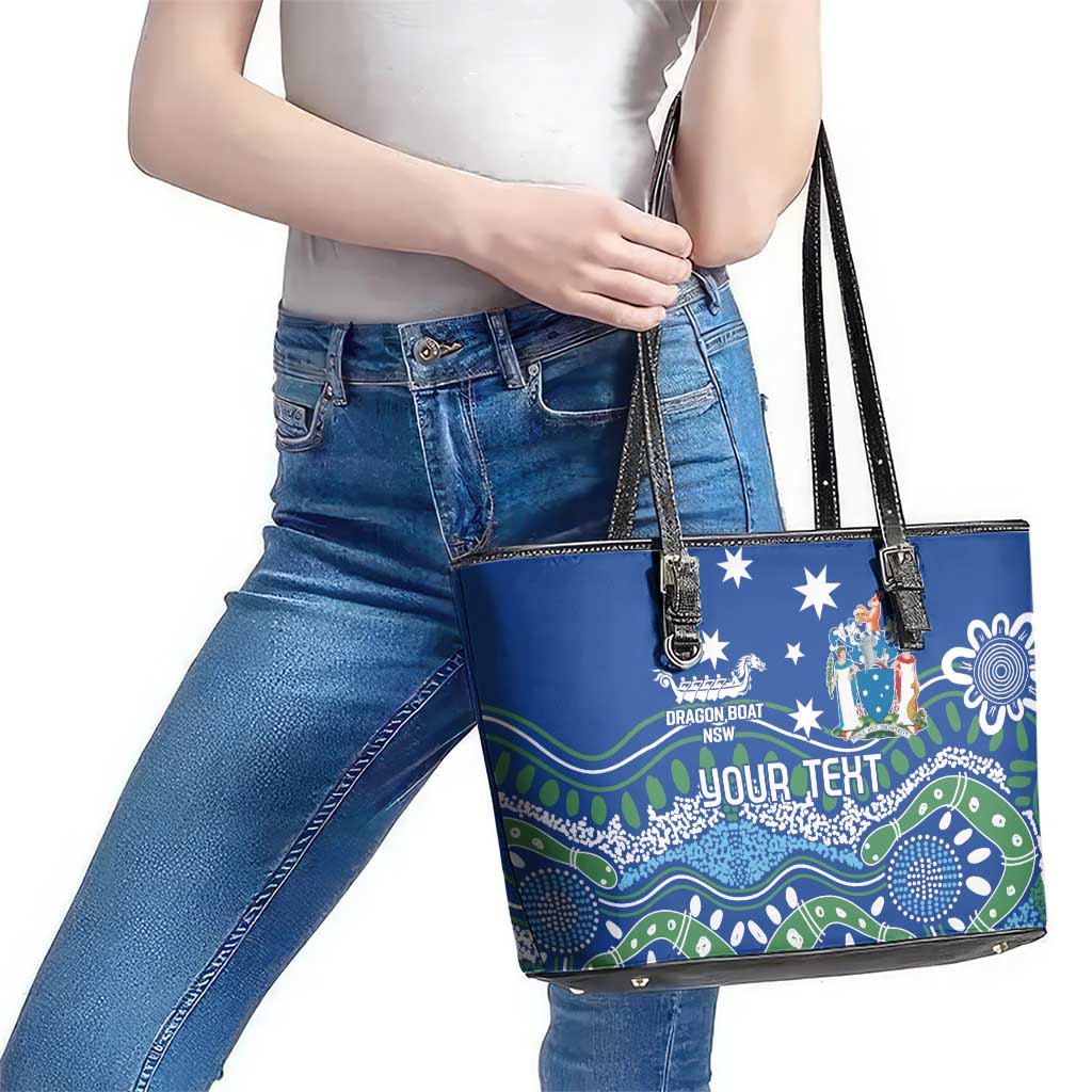 Personalised Australia Victoria Dragons Boat Leather Tote Bag Aussie Aboriginal Dot Style