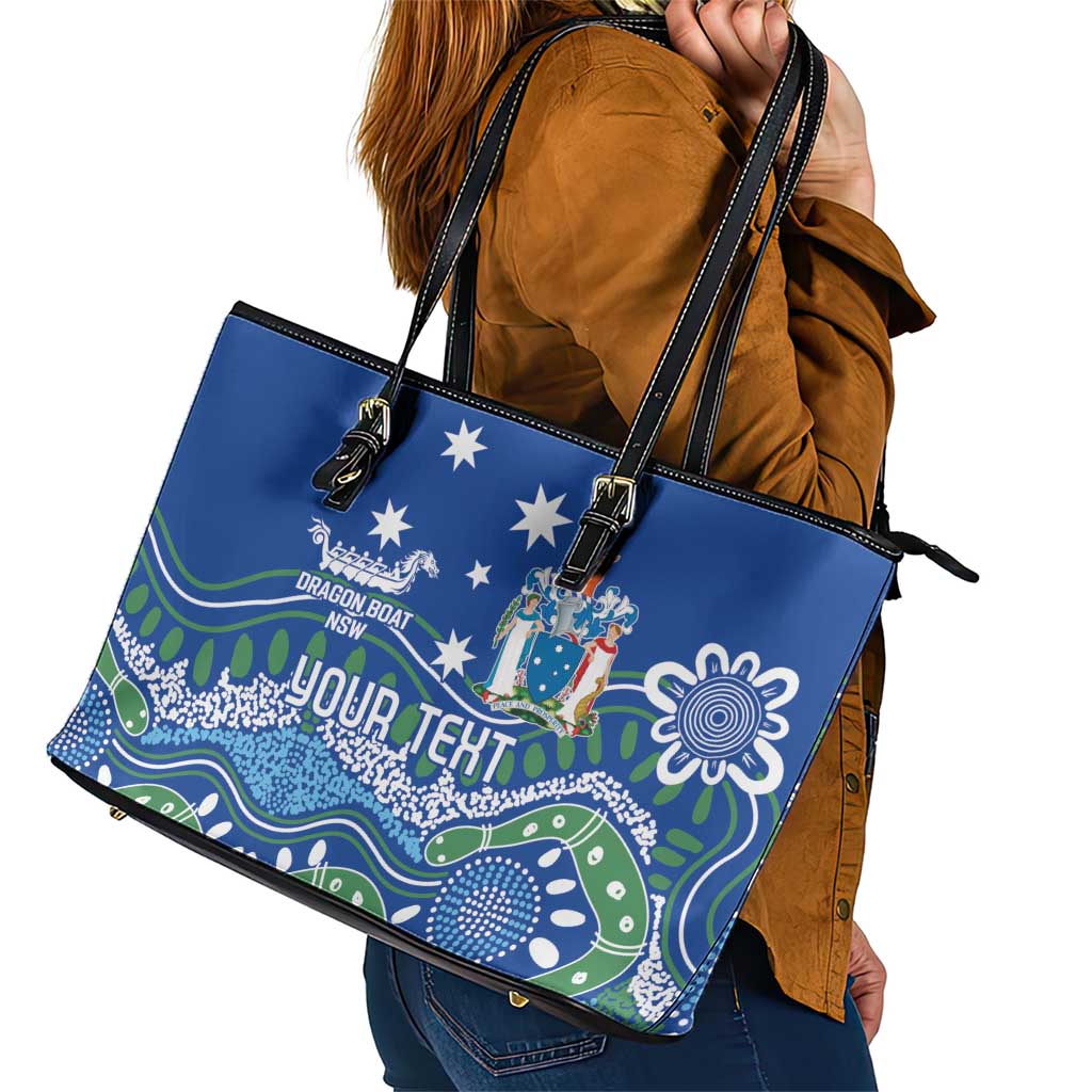 Personalised Australia Victoria Dragons Boat Leather Tote Bag Aussie Aboriginal Dot Style