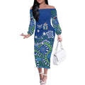 Personalised Australia Victoria Dragons Boat Off The Shoulder Long Sleeve Dress Aussie Aboriginal Dot Style