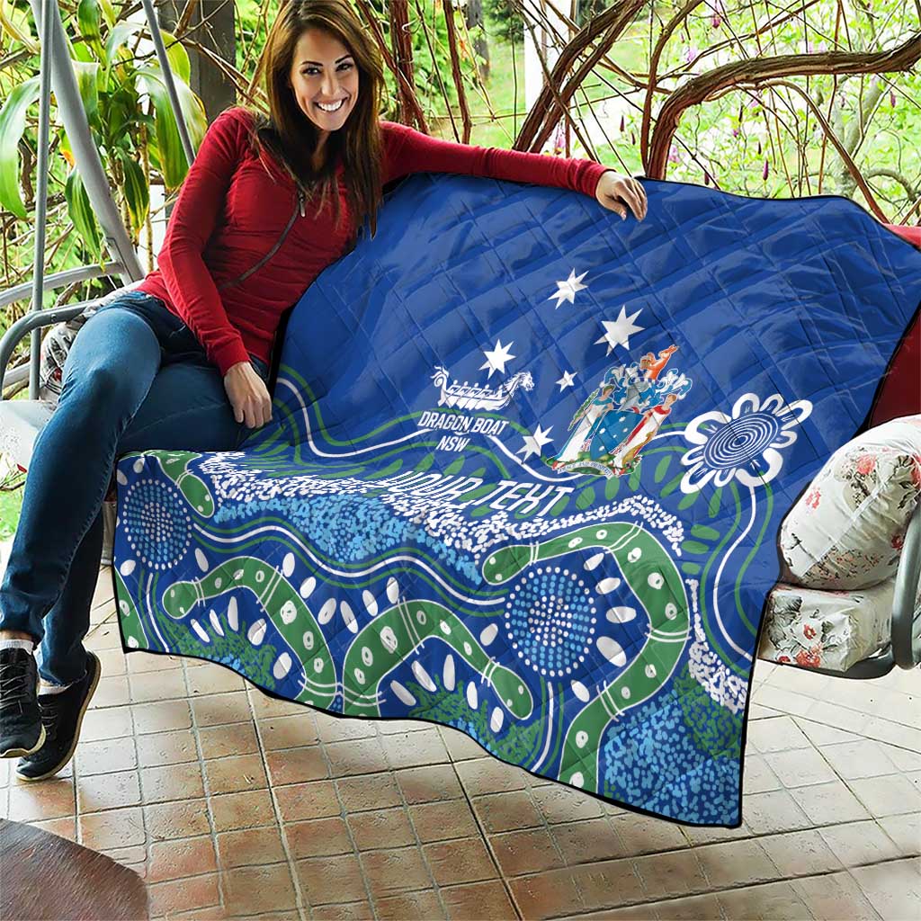 Personalised Australia Victoria Dragons Boat Quilt Aussie Aboriginal Dot Style