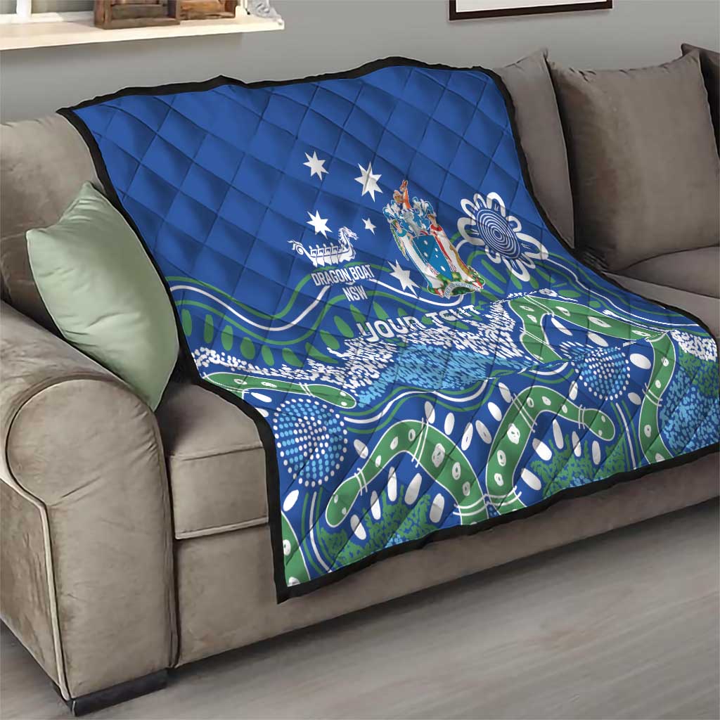 Personalised Australia Victoria Dragons Boat Quilt Aussie Aboriginal Dot Style