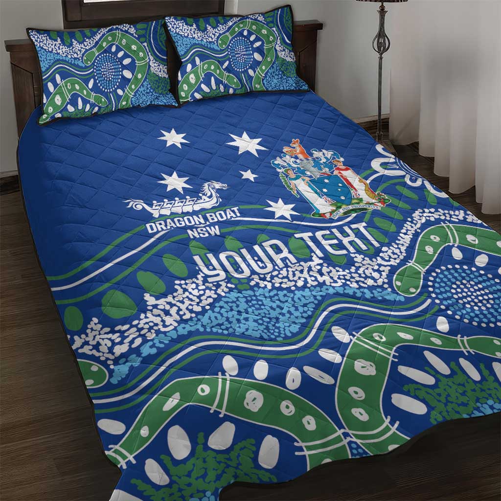 Personalised Australia Victoria Dragons Boat Quilt Bed Set Aussie Aboriginal Dot Style