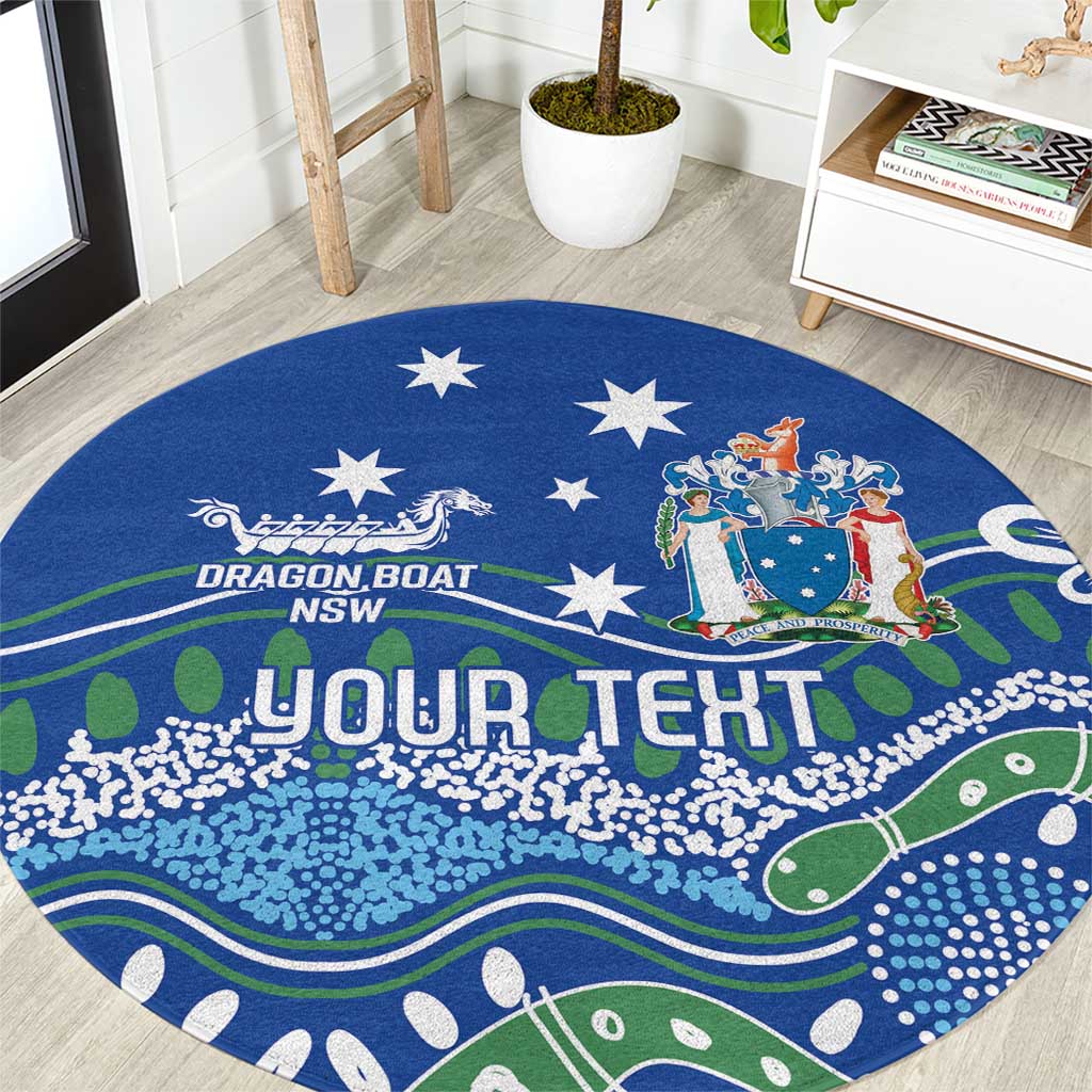 Personalised Australia Victoria Dragons Boat Round Carpet Aussie Aboriginal Dot Style
