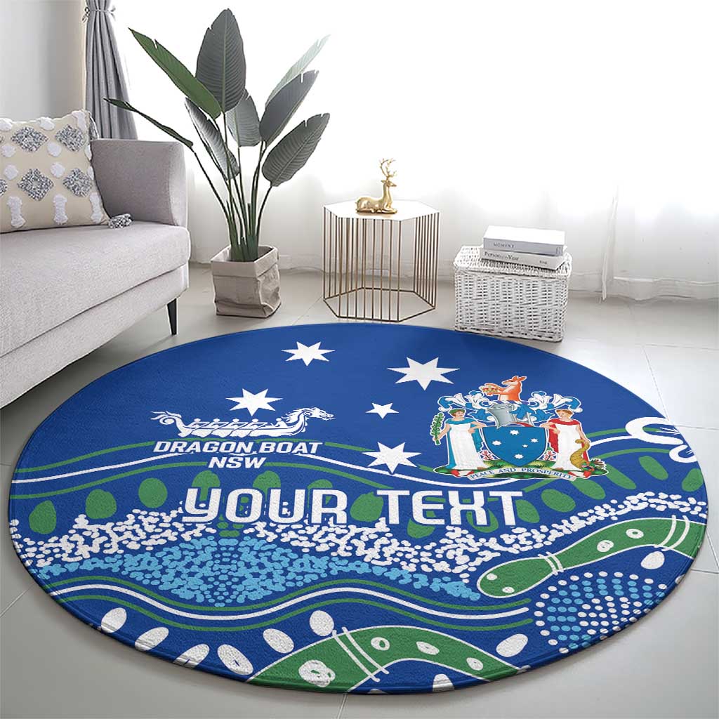 Personalised Australia Victoria Dragons Boat Round Carpet Aussie Aboriginal Dot Style