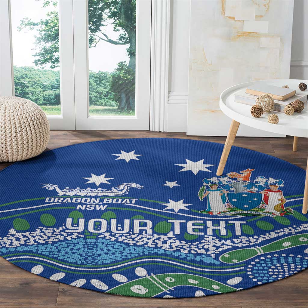 Personalised Australia Victoria Dragons Boat Round Carpet Aussie Aboriginal Dot Style