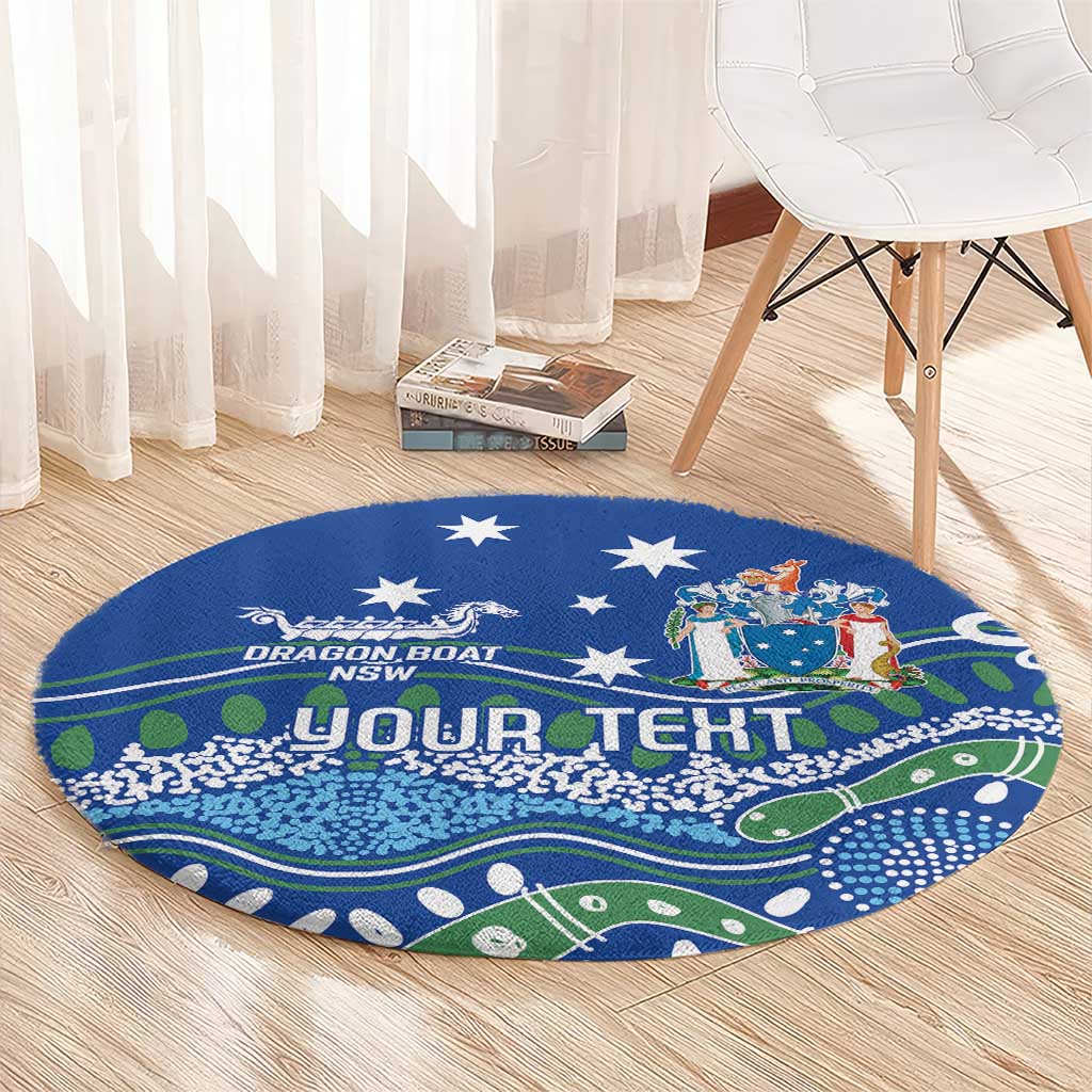 Personalised Australia Victoria Dragons Boat Round Carpet Aussie Aboriginal Dot Style