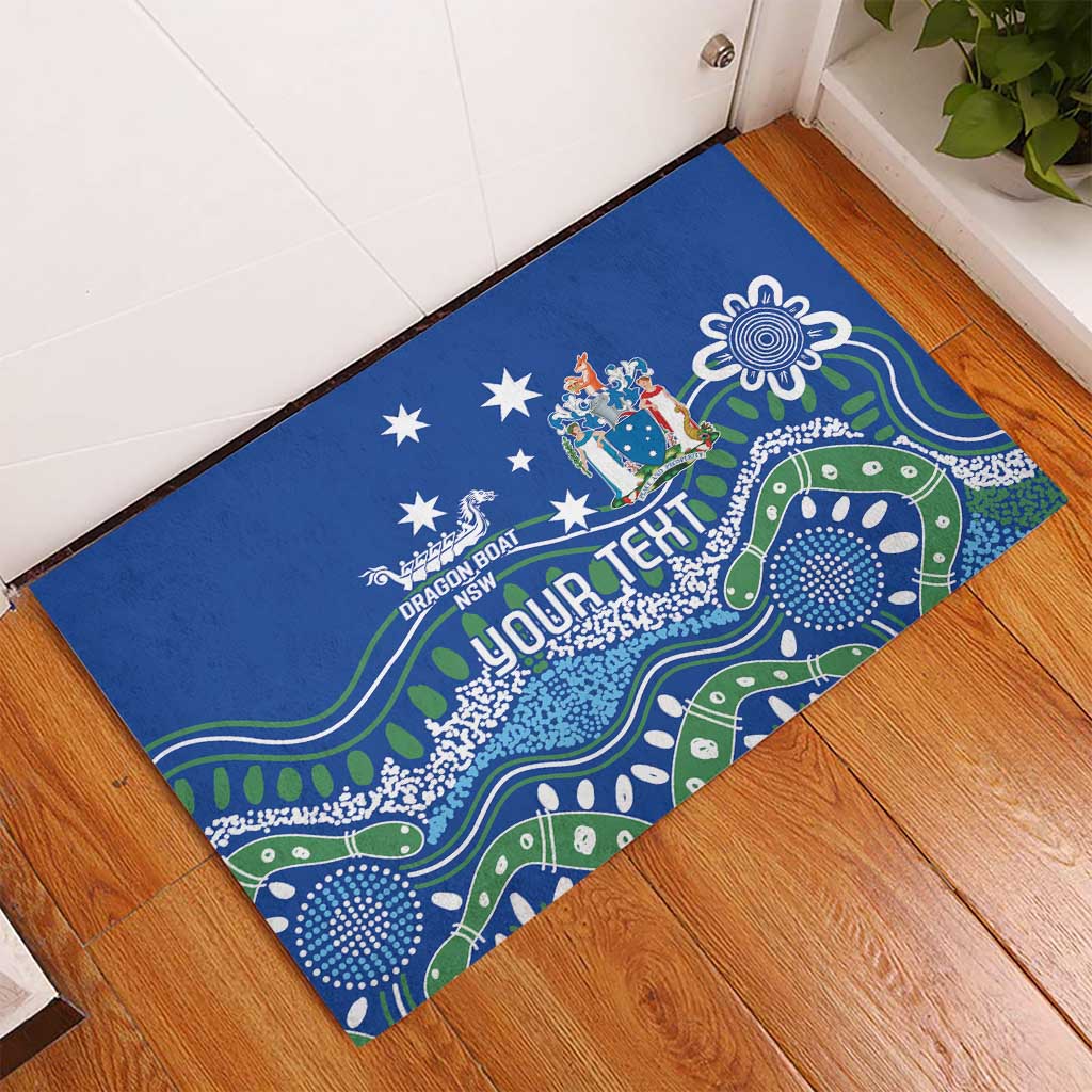 Personalised Australia Victoria Dragons Boat Rubber Doormat Aussie Aboriginal Dot Style