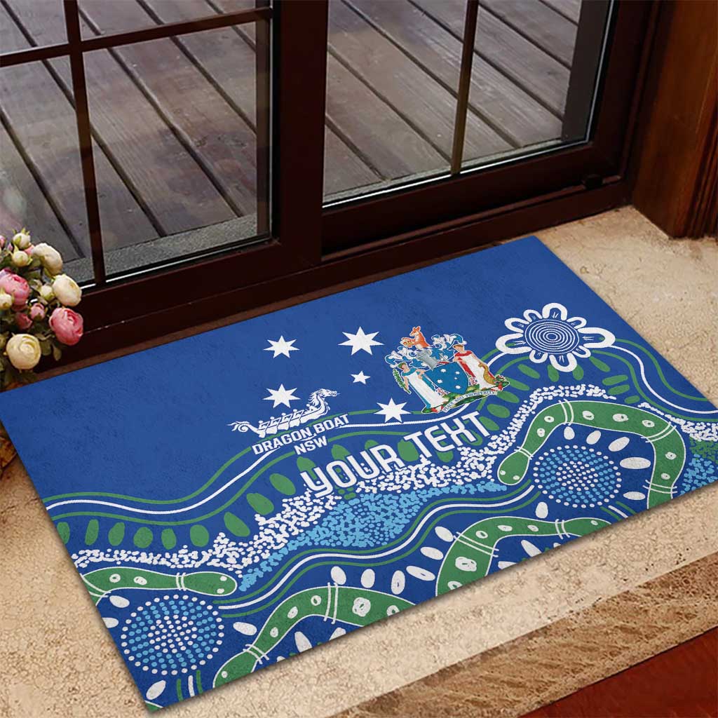 Personalised Australia Victoria Dragons Boat Rubber Doormat Aussie Aboriginal Dot Style